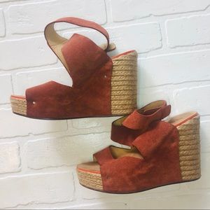 See By Chloe Red Suede Wedge Espadrilles